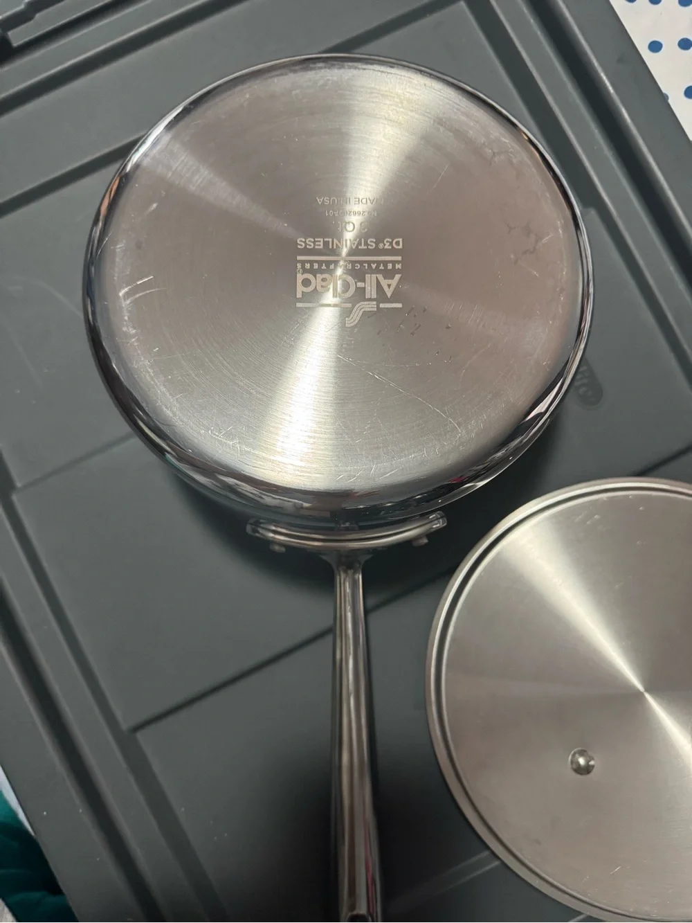 All clad Stainless Steel Covered Saucepan - Silver